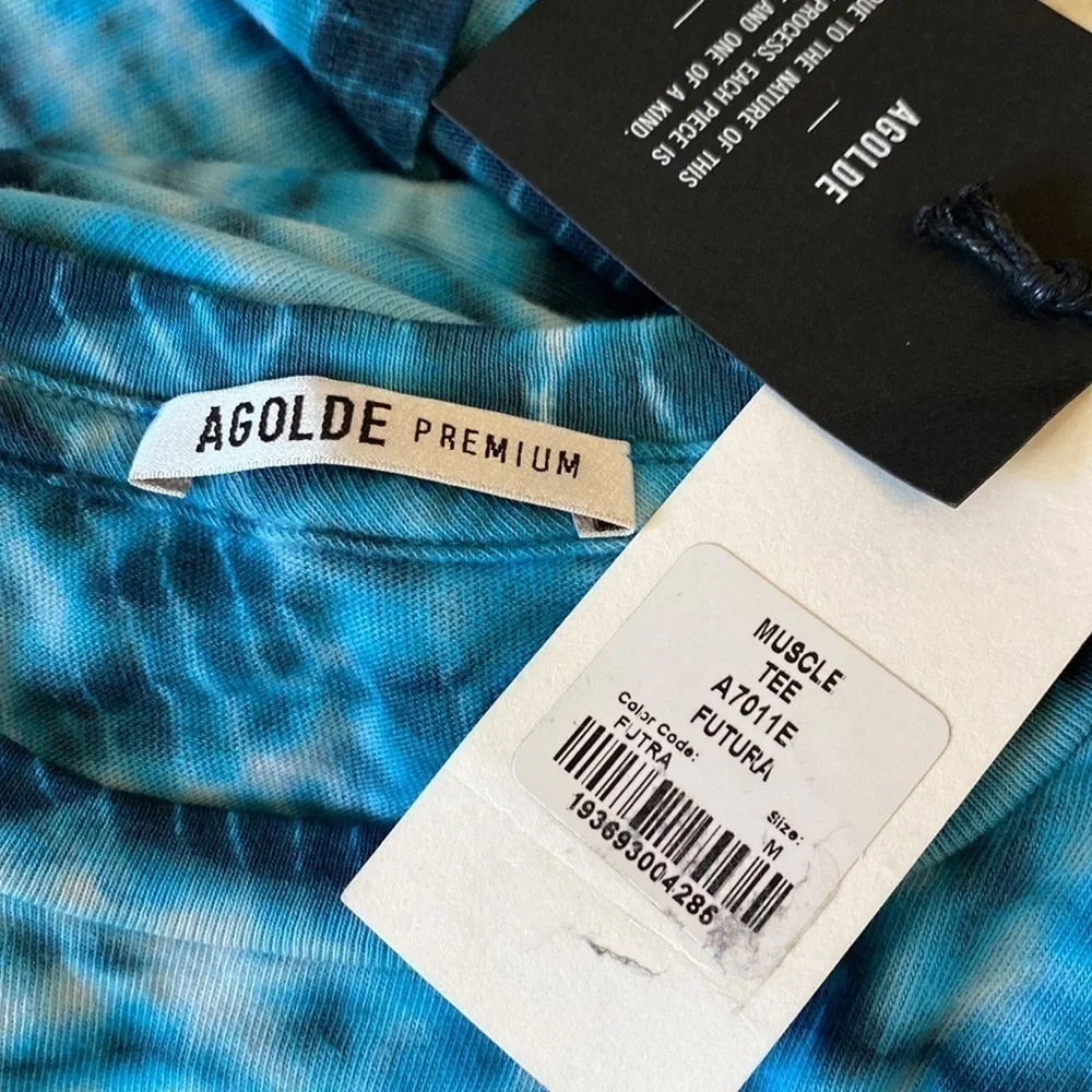 AGOLDE Futura Blue Tie-Dyed Muscle Tee Tank Top Sleeveless size medium - Picture 7 of 10